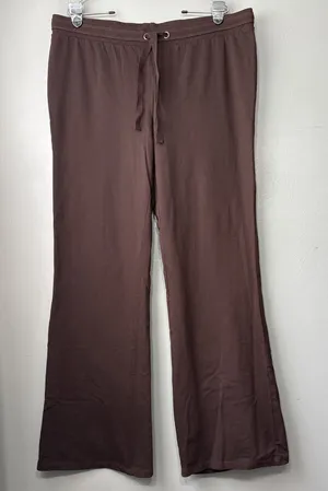 BCBG Tasha Wide Leg Sweat Pants Size XL Dark Brown French Terry Lounge Comfort thumbnail 1