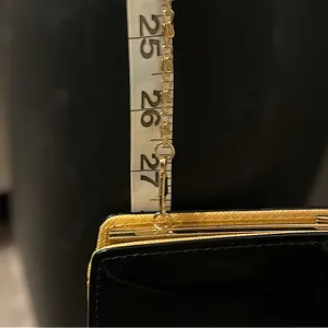 NWOT•Evening Bag•Clutch•Faux Black Patent Leather•Vintage Style Kiss Lock •Chain thumbnail 9