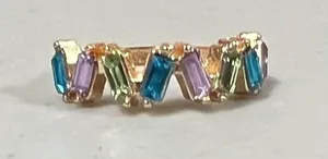 Gold Purple Blue Green Diamond Gemstone Zig-Zag Band Ring Jewelry Size 7 💜💙💚✨ thumbnail 1