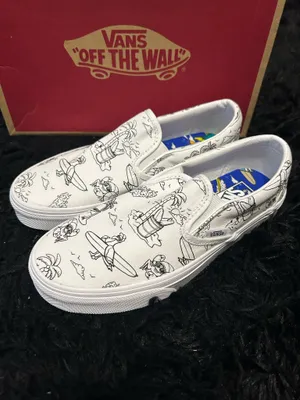 VANS u-color u-paint white summer print slip on shoes sneakers women’s 7 new thumbnail 2