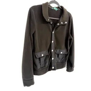 Lauren Ralph Lauren Jacket Fleece Snap Front M Black Cargo Pocket Utility thumbnail 2