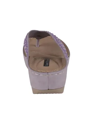 NWT G.C. Shoes Womens Tiana Embellished Comfort Wedge Sandals Tiana Purple 7.5M thumbnail 2