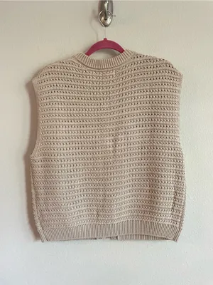 Elan Sleeveless Knit Sleeveless Sweater Cardigan - Taupe Size Medium thumbnail 6