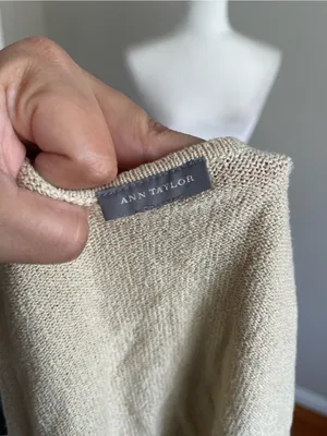 Ann Taylor Cream Knit Short-Sleeve Cardigan thumbnail 7