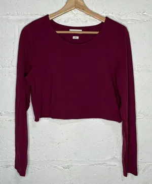 Aritzia Babaton Women Contour Crew Cropped Longsleeve Fitted Top 2XL Mauve‎ thumbnail 1