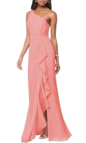 DB Celebrate Studio One-Shoulder Pink Chiffon Dress – Elegant & Flowy thumbnail 1