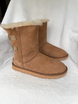 UGG CHESTNUT TAN SUEDE LEATHER & SHEEPSKIN S/N 1010258 Klea Mid-calf BOOTS Sz 9 thumbnail 2