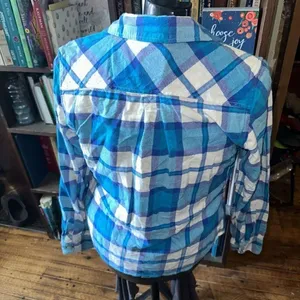 American Eagle M Favorite Fit blue plaid flannel lumberjack shirt thumbnail 2
