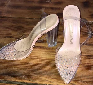 Azalea wang gamma nude PVC heels wedding heels formal wide heels 37 rhin… thumbnail 7