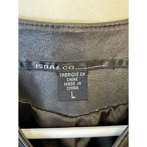 ISDA‎ & CO Chocolate Brown Genuine Leather Zip V-neck Vest Size Large Festival thumbnail 5