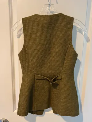 NWT Leo Long Boucle Waistcoat Sleeveless Olive Green Vest | 0 thumbnail 5