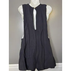 Free People Romper Womens Medium Black Striped Knit V Neck Sleeveless Pockets thumbnail 6
