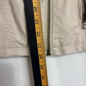Thread‎ & Supply Moto Jacket Womens M Cream Faux Leather Ribbed Knit Biker thumbnail 11
