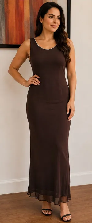 Onyx Nite Brown Sleeveless Maxi Dress thumbnail 1