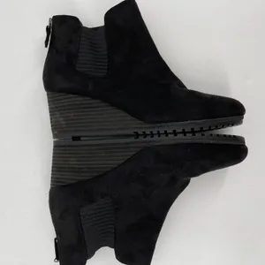 Dr. Scholls Black Faux Suede Ankle Boots Wedge Heel‎ Zip Up Comfort Shoes Sz 9.5 thumbnail 3