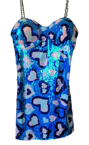 Amylynn Heart Diamante Sequin Mini Dress NWOT Size Small thumbnail 1
