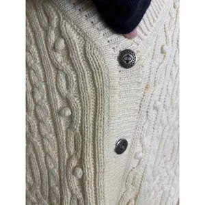 Karen Scott Vtg 90s Neutral Cable Knit Button Sweater Vest Fisherman Cottage Grandpa M Ramie thumbnail 4