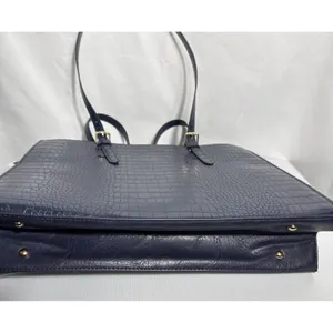 Source Unknown Laptop Attache' Carry Purse 15.6" Tote Bag Faux Croc Leather Dark Blue thumbnail 15