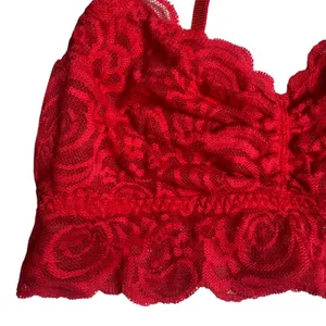 PINK Victoria's Secret Bralette Women's Floral Lace V-Neck Red Small‎ thumbnail 2