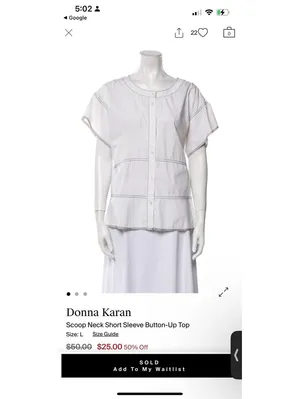Donna Karan New York Striped Tie-Front Top - Size L thumbnail 6