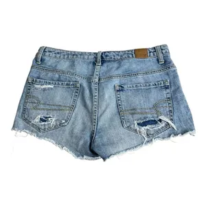 American Eagle Denim Shorts Women Size 8 Blue Distressed Button Fly Y2K Cutoff thumbnail 4