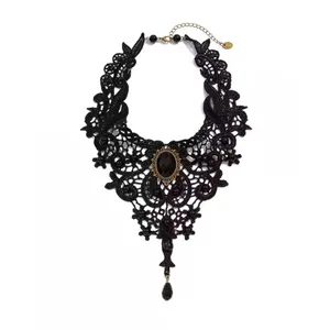 Gothic Black Lace Choker Necklace Vampire Steampunk Collar Pendant - NEW thumbnail 3