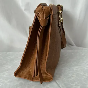 Iacucci Italy Luxurious Caramel Brown Pebbled Leather Handbag Purse 🌸🌸 thumbnail 5