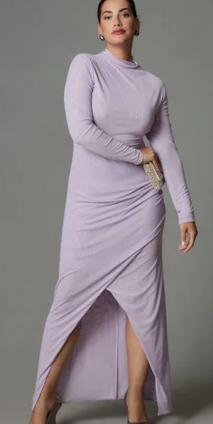 Anthropologie Ruched Mesh Dress New With Tags 2X Purple thumbnail 1