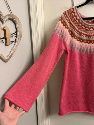 Sundance Pink Fair Isle Sweater Size Large thumbnail 2