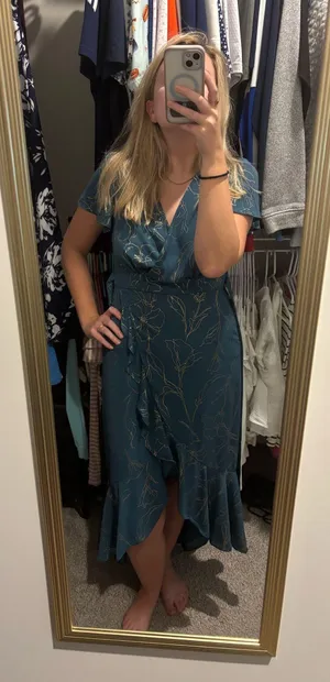 Von Maur Teal and Gold Dress thumbnail 1