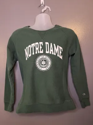 Notre Dame Fighting Irish Sweatshirt Womens Small Green NCAA Crewneck Champion thumbnail 3
