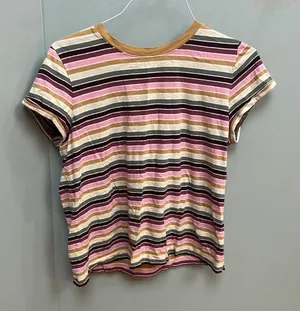 LOFT Pink and Black Fitted Short Sleeve Tee thumbnail 1