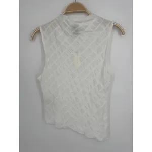 Anthropologie Maeve Asymmetric Textured Tank Small White Sleeveless Mock Neck thumbnail 8