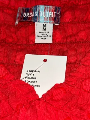 Urban Outfitters Red Ruffled Smocked V-Neck Crop Tank Size Medium thumbnail 7