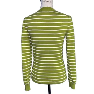 Tommy Hilfiger‎ lime & white striped v-neck sweater small thumbnail 2