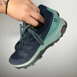 Salomon Outline GTX Women 6.5 Navy Teal Waterproof Hiking Shoes 406188 thumbnail 3