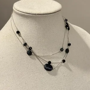 White House Black Market 18" Multi-Strand Black Bead Necklace thumbnail 5