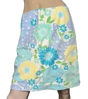 Lilly Pulitzer White Label 6 Light Blue Yellow White King Crab Printed Skirt thumbnail 1