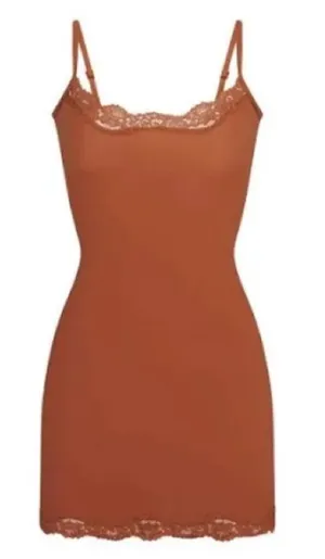 NWOT fits everybody corded slip lace dress - bronze thumbnail 1