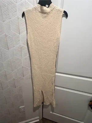 Miou muse Sleeveless Knit Midi Dress in Cream thumbnail 8