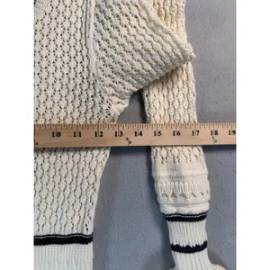 Kivari Cream Black Striped Ruffle Knit Maxi Dress Long Sleeve Size US 4 thumbnail 9