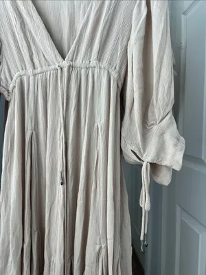 Free People Free-Est Just Like Paradise Maxi Flowy Dress Boho Neutral XS thumbnail 7