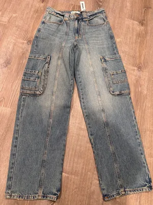 Garage Denim Ample‎ Baggy Cargo Jeans Light Wash Size 3 26 Grunge Streetwear thumbnail 1