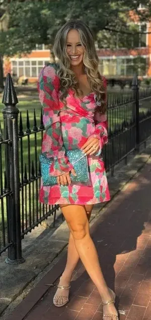 Louna multicolor floral, long puff sleeve, cutout waist mini dress romantic med. thumbnail 6