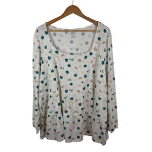 NWT Lands End Floral Tiered Top Size 3X Lightweight Peplum Cottage Boho Comfy‎ thumbnail 2