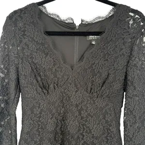 Adrianna Papell Black Lace Long Sleeve Sheath Dress Size 4 Whimsigoth Romantic thumbnail 6