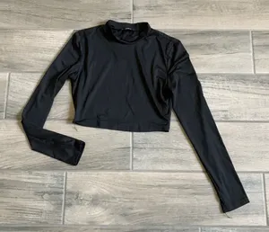Shein black crop long sleeve with mock neck thumbnail 1