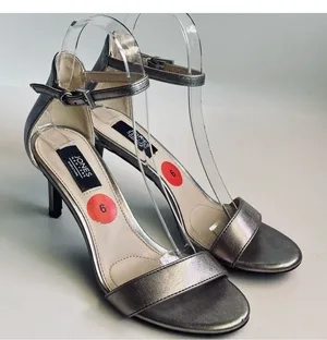 Jones New York Signature Metallic Silver Open Toe Stiletto Ankle Strap Sandals thumbnail 1