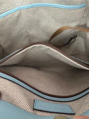 Dooney & Bourke City Large Barlow in Ice Blue and British Tan Leather thumbnail 9