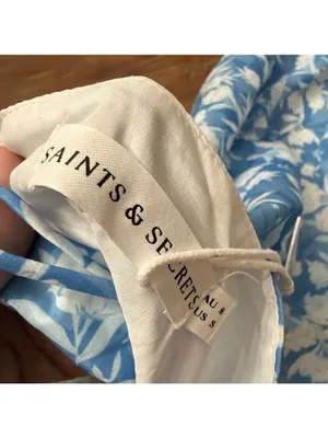 Saints and Secrets Blue White Floral Maxi Dress Small thumbnail 11